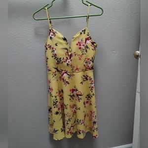 Yellow Floral A-Line Dress